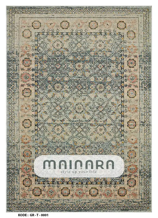 Karpet Tradisional (GR-T-0001) - Green,Cream