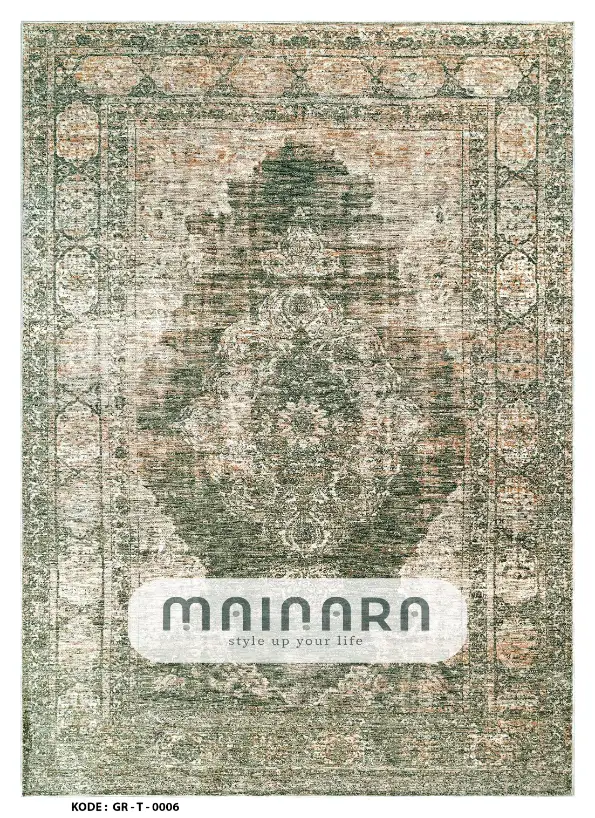 Karpet Tradisional (GR-T-0006) - Green,Cream