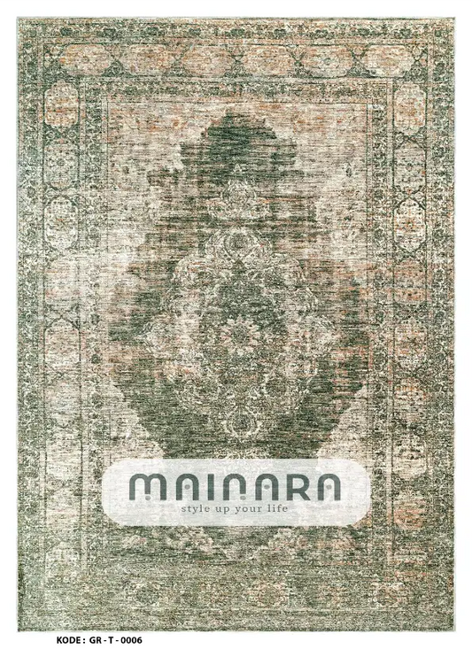 Karpet Tradisional (GR-T-0006) - Green,Cream