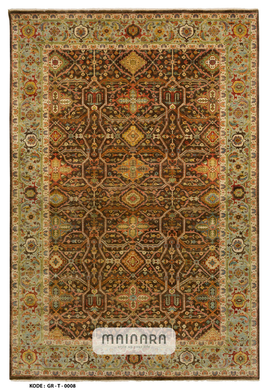 Karpet Tradisional (GR-T-0008) - Green,Brown,Gold