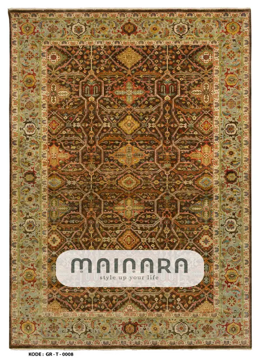 Karpet Tradisional (GR-T-0008) - Green,Brown,Gold