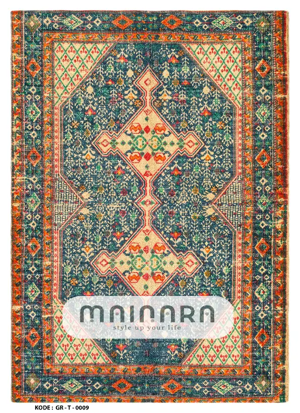 Karpet Tradisional (GR-T-0009) - Green,Orange