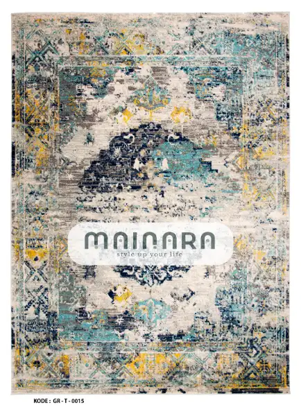 Karpet Tradisional (GR-T-0015) - Green,Grey,Blue,Yellow