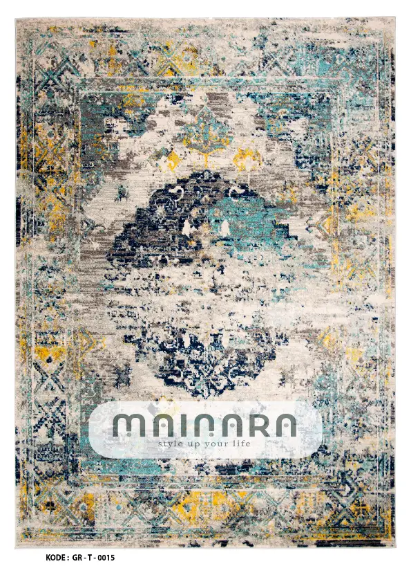Karpet Tradisional (GR-T-0015) - Green,Grey,Blue,Yellow