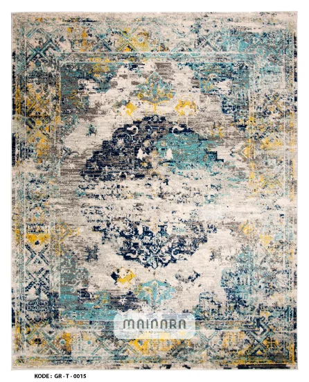 Karpet Tradisional (GR-T-0015) - Green,Grey,Blue,Yellow