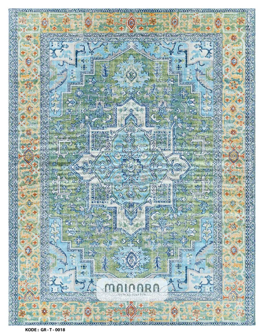 Karpet Tradisional (GR-T-0018) - Green,Blue,Yellow