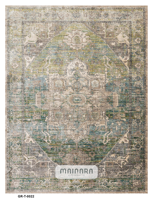Karpet Tradisional (GR-T-0022) - Green,Grey,Cream