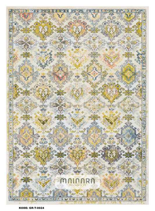 Karpet Tradisional (GR-T-0024) - Green,Grey,Lime,Blue