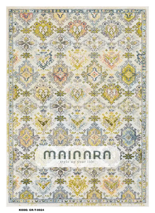 Karpet Tradisional (GR-T-0024) - Green,Grey,Lime,Blue