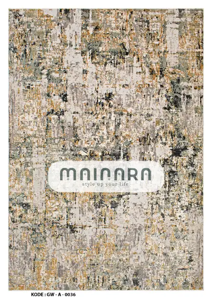 Karpet Abstrak (GW-A-0036) - Grey,Cream,Green,Gold