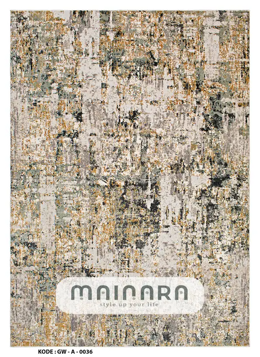 Karpet Abstrak (GW-A-0036) - Grey,Cream,Green,Gold