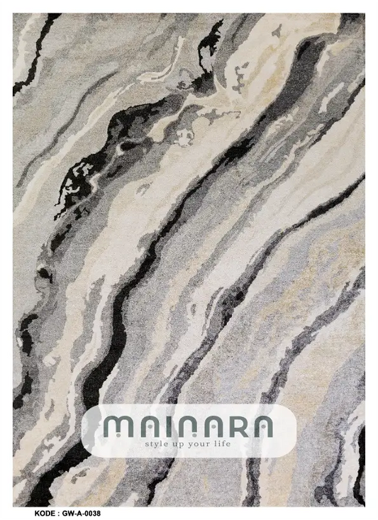 Karpet Abstrak (GW-A-0038) - Grey,Cream,Black