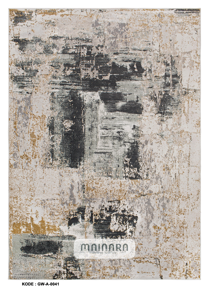 Karpet Abstrak (GW-A-0041) - Grey,Cream,Gold