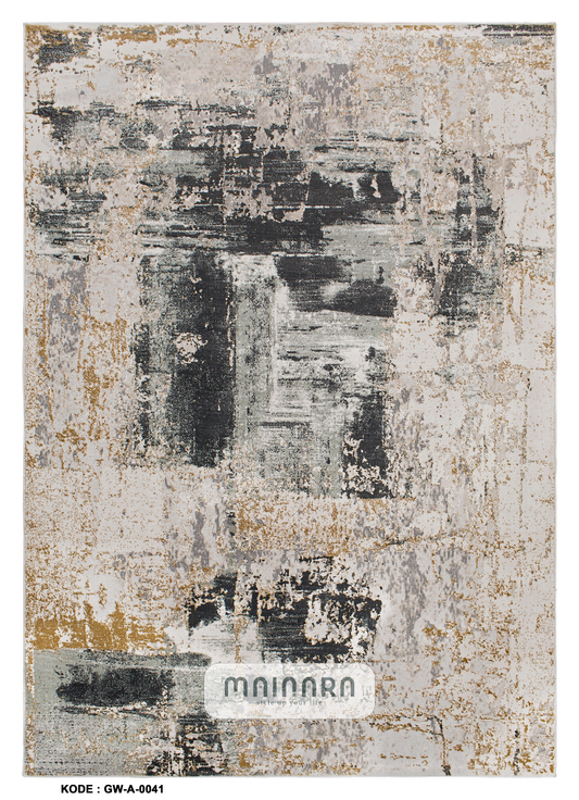 Karpet Abstrak (GW-A-0041) - Grey,Cream,Gold