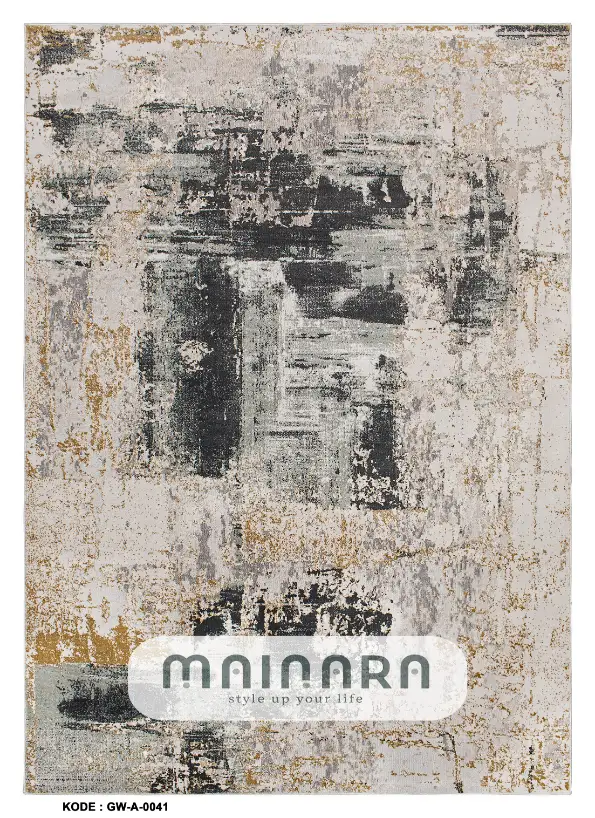 Karpet Abstrak (GW-A-0041) - Grey,Cream,Gold