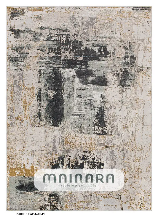 Karpet Abstrak (GW-A-0041) - Grey,Cream,Gold