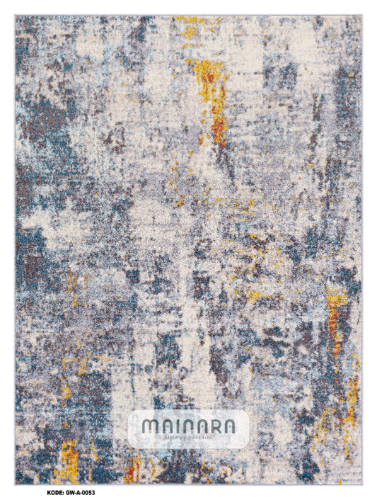 Karpet Abstrak (GW-A-0053) - Grey,Blue,Yellow