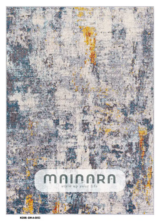 Karpet Abstrak (GW-A-0053) - Grey,Blue,Yellow