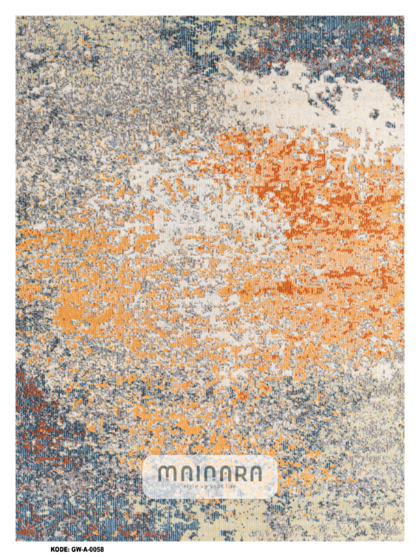 Karpet Abstrak (GW-A-0058) - Grey,Orange,Blue