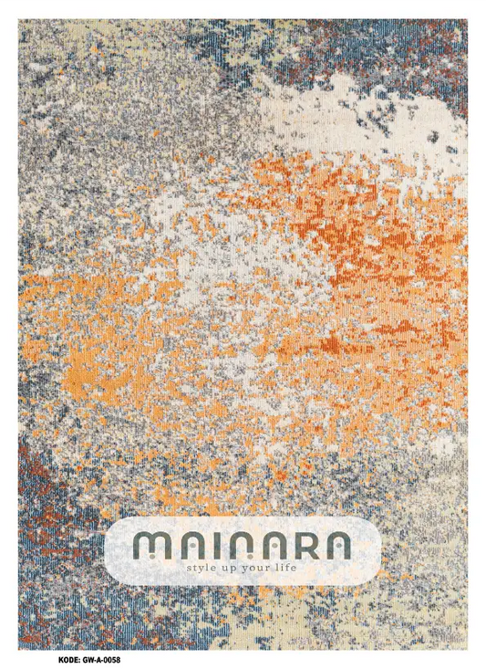 Karpet Abstrak (GW-A-0058) - Grey,Orange,Blue