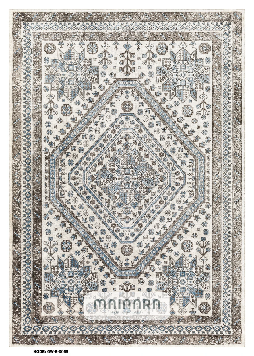 Karpet Bohemian (GW-B-0059) - Grey,Blue