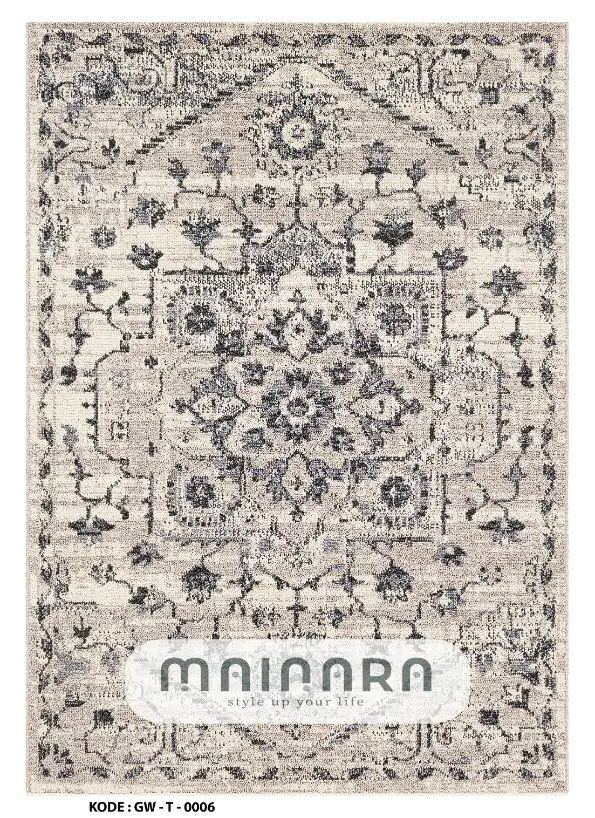 Karpet Tradisional (GW-T-0006) - Grey,Cream