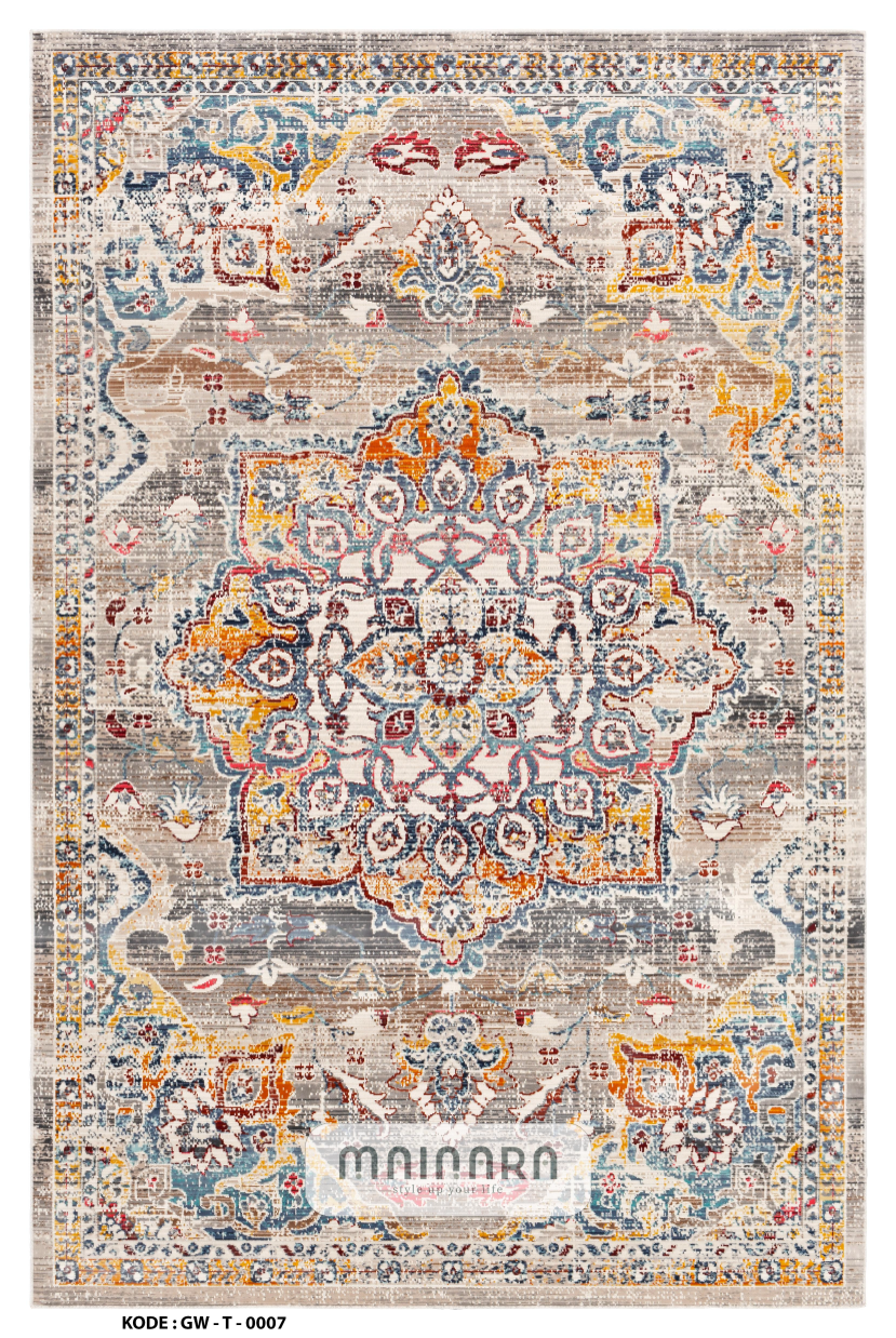 Karpet Tradisional (GW-T-0007) - Grey,Brown,Orange,Blue