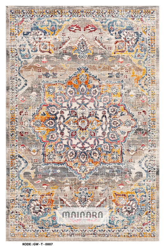 Karpet Tradisional (GW-T-0007) - Grey,Brown,Orange,Blue