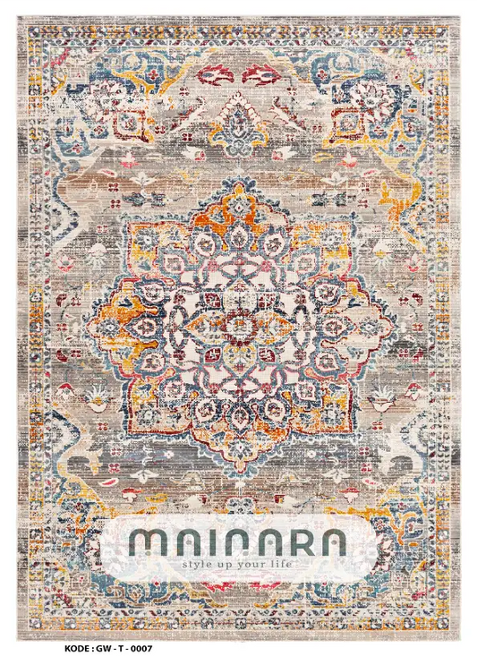 Karpet Tradisional (GW-T-0007) - Grey,Brown,Orange,Blue