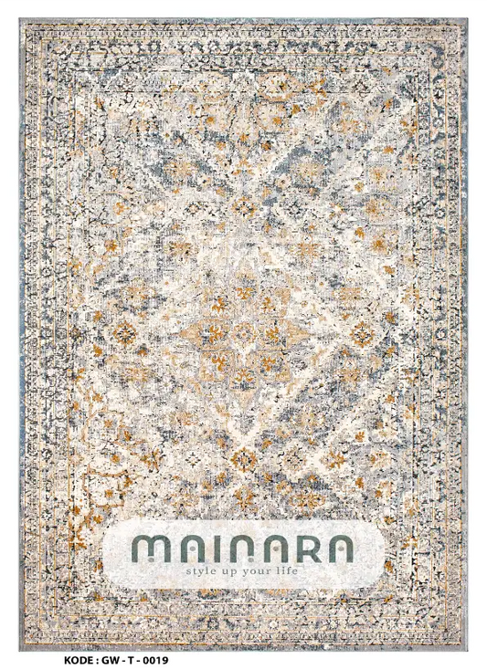 Karpet Tradisional (GW-T-0019) - Grey,Cream,Gold