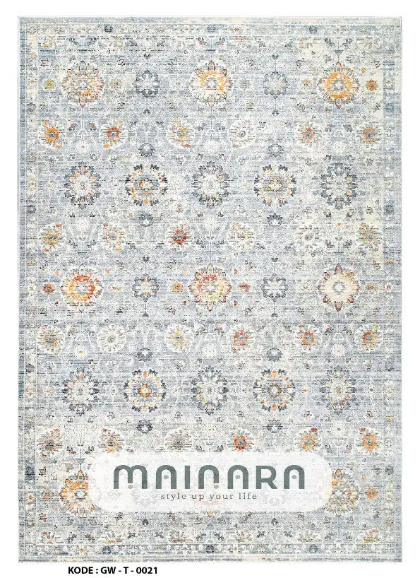 Karpet Tradisional (GW-T-0021) - Grey,Blue,Orange