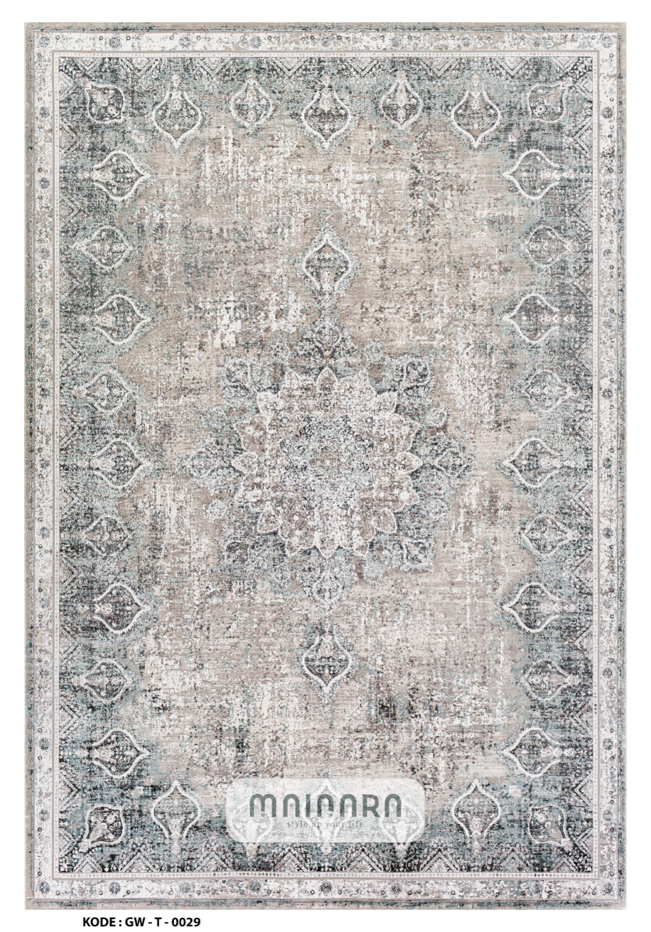 Karpet Tradisional (GW-T-0029) - Grey,Green,Cream