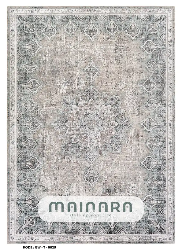 Karpet Tradisional (GW-T-0029) - Grey,Green,Cream
