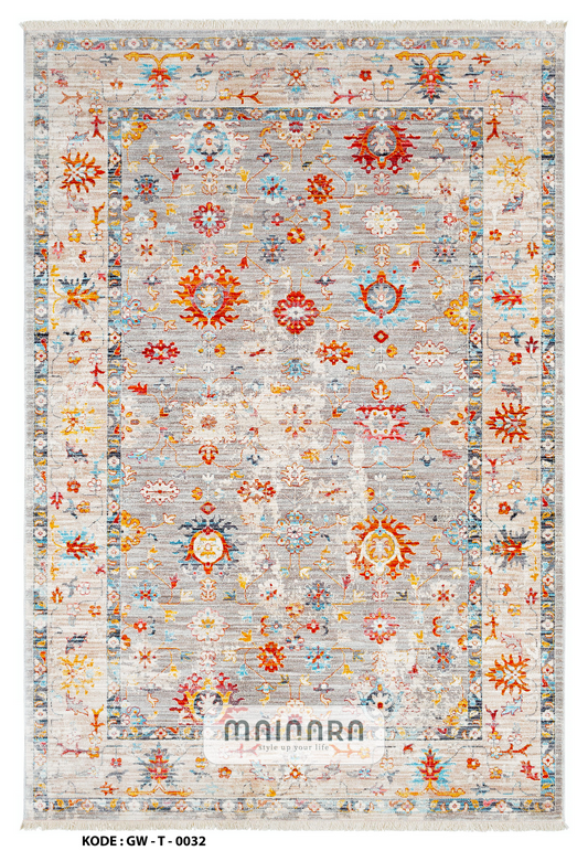 Karpet Tradisional (GW-T-0032) - Grey,Orange,Blue