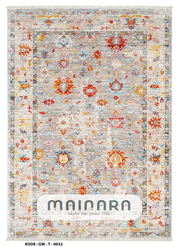 Karpet Tradisional (GW-T-0032) - Grey,Orange,Blue