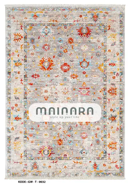 Karpet Tradisional (GW-T-0032) - Grey,Orange,Blue