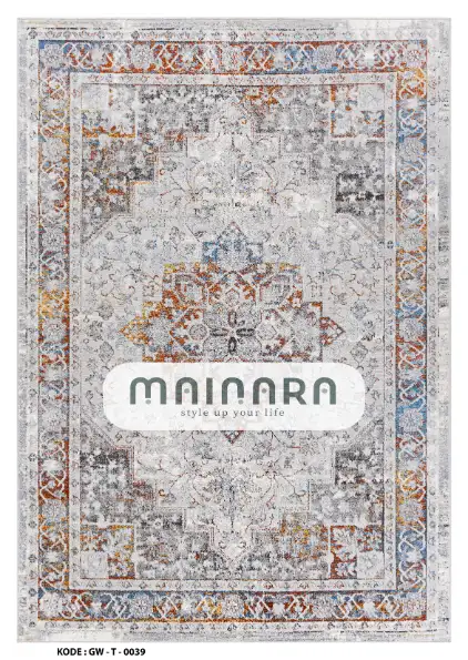 Karpet Tradisional (GW-T-0039) - Grey,Brown,Yellow,Blue