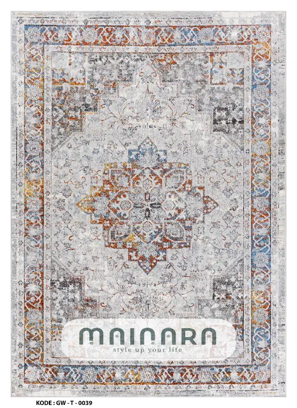 Karpet Tradisional (GW-T-0039) - Grey,Brown,Yellow,Blue
