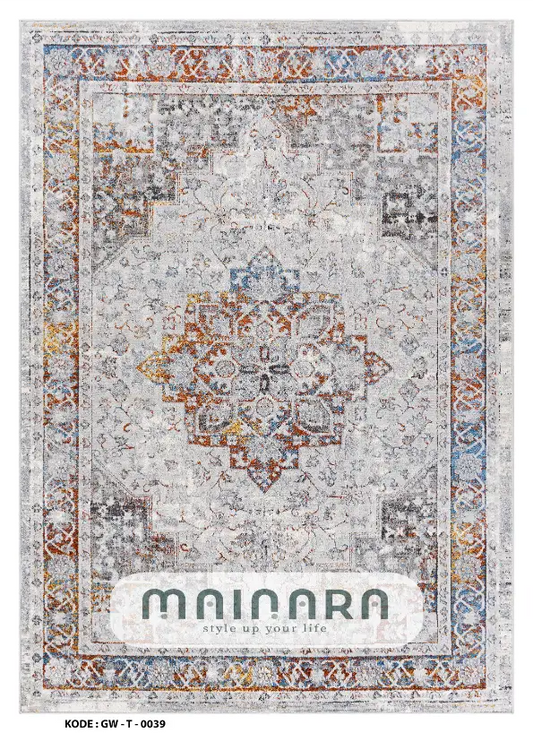 Karpet Tradisional (GW-T-0039) - Grey,Brown,Yellow,Blue