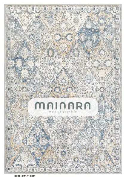Karpet Tradisional (GW-T-0041) - Grey,Cream,Blue