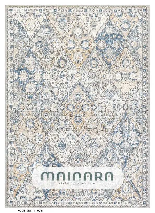 Karpet Tradisional (GW-T-0041) - Grey,Cream,Blue