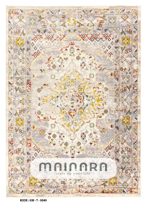 Karpet Tradisional (GW-T-0049) - Grey,Cream,Yellow