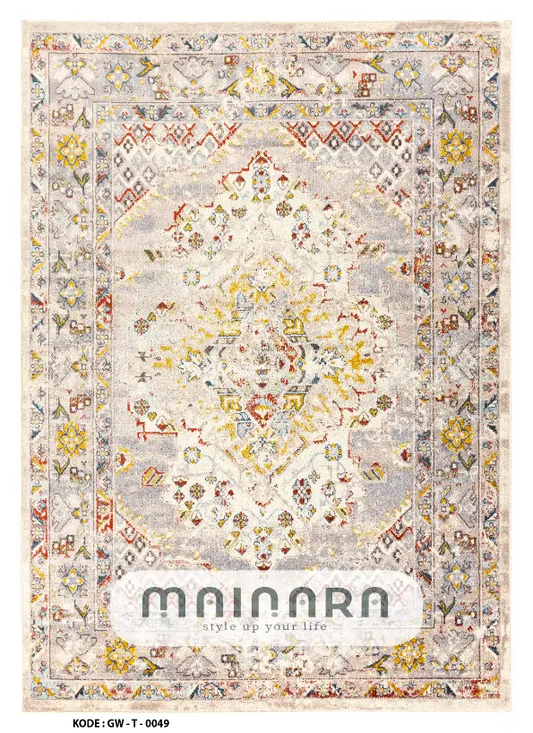 Karpet Tradisional (GW-T-0049) - Grey,Cream,Yellow