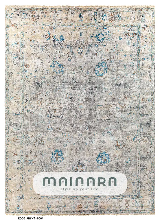 Karpet Tradisional (GW-T-0064) - Grey,Blue,Cream