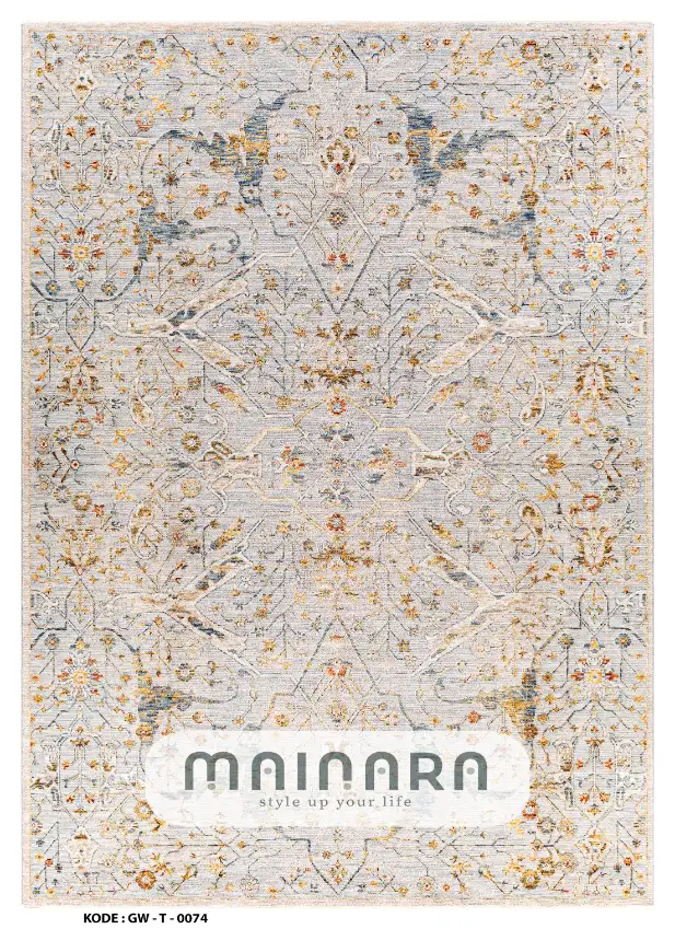 Karpet Tradisional (GW-T-0074) - Grey,Gold,Yellow,Cream