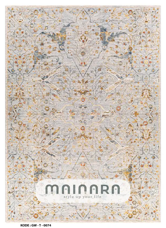 Karpet Tradisional (GW-T-0074) - Grey,Gold,Yellow,Cream