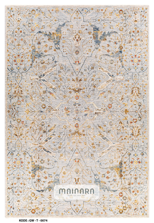Karpet Tradisional (GW-T-0074) - Grey,Gold,Yellow,Cream