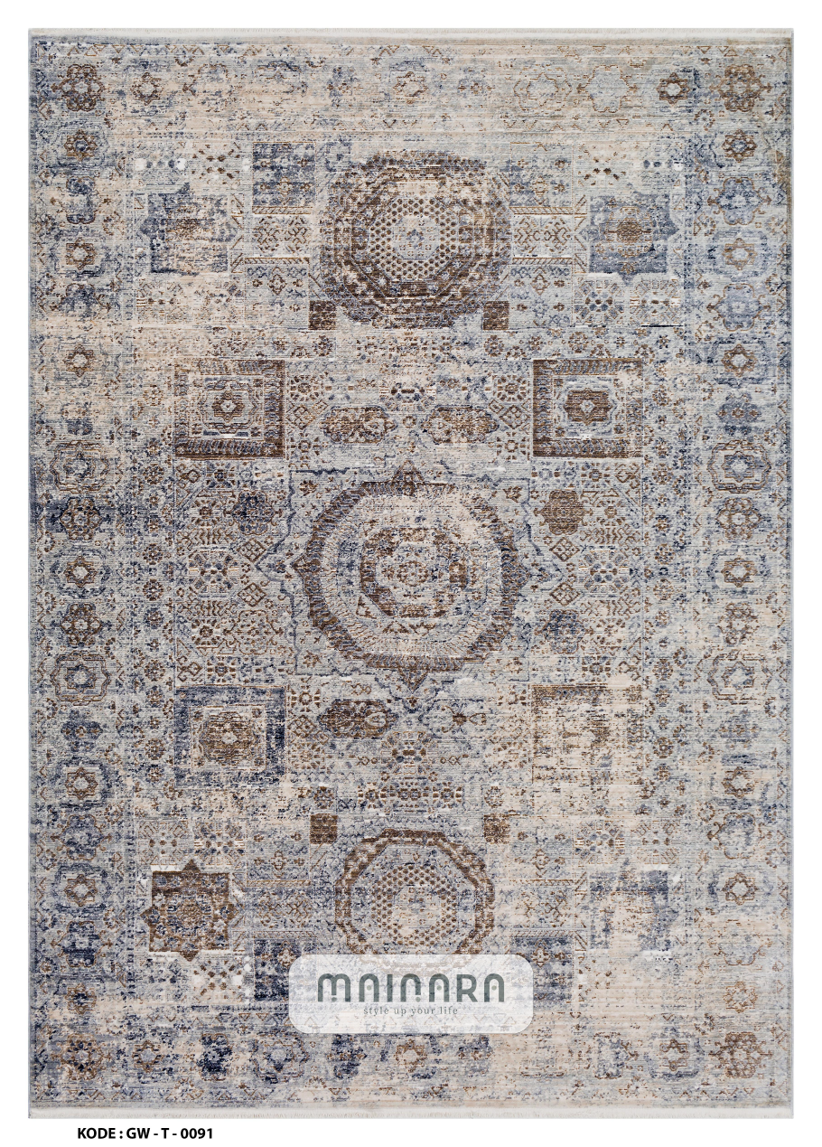 Karpet Tradisional (GW-T-0091) - Grey,Brown,Blue