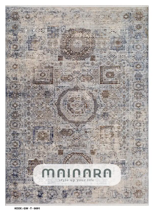 Karpet Tradisional (GW-T-0091) - Grey,Brown,Blue