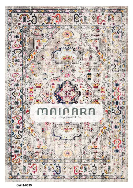 Karpet Tradisional (GW-T-0099) - Grey,Pink,Orange,Yellow,Black